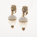Gucci Taiga Head Earrings in GP and Faux Pearl — view 5