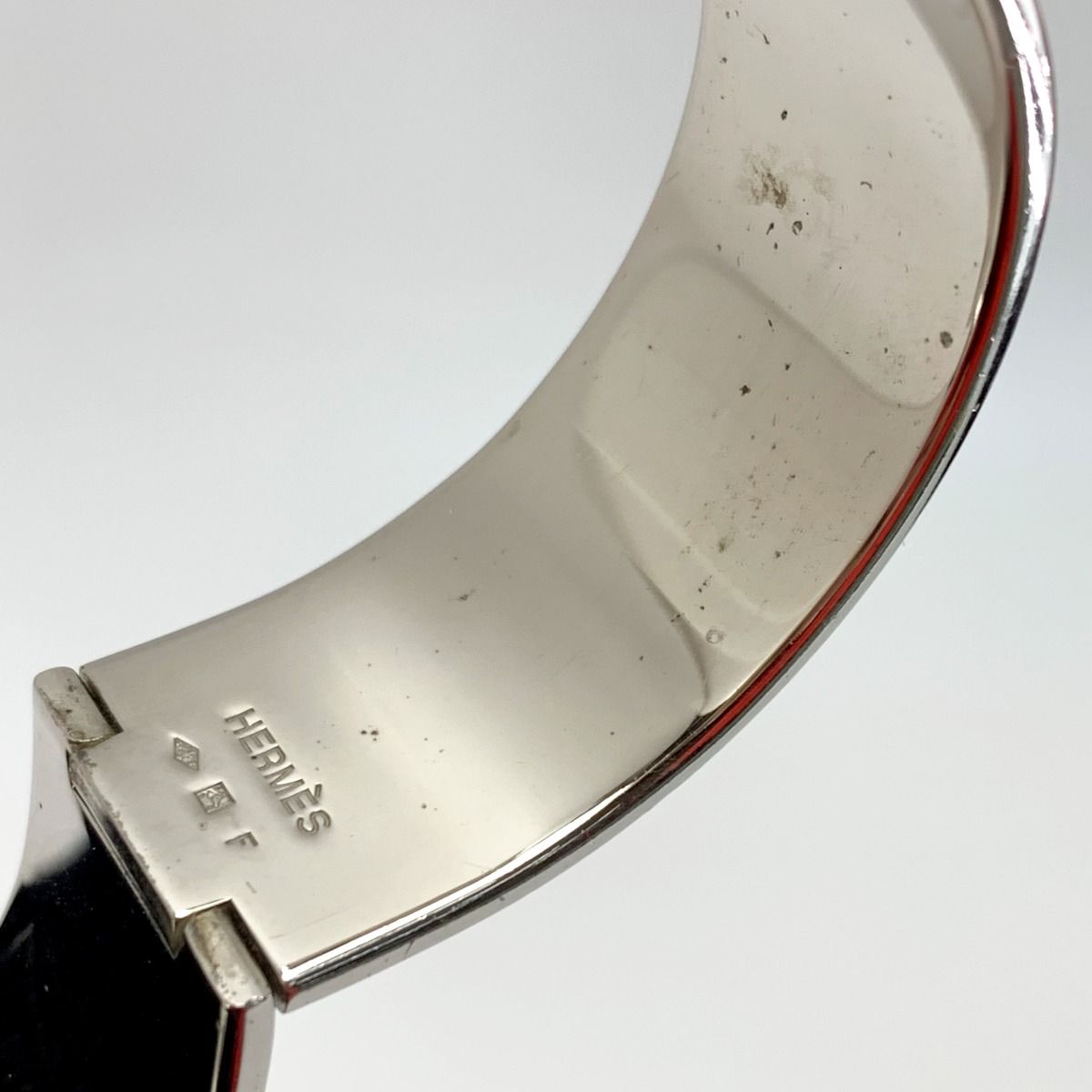 Hermes Metal Black H Bracelet Bangle — view 7