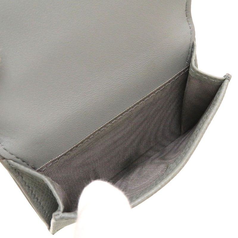 Christian Dior Compact Wallet Leather Gray Trifold Purse 0037 — view 7