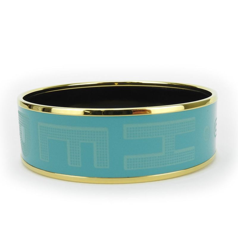 Hermes Bangle Emile GM Metal Cloisonne Light Blue Gold Hardware Logo Accessories — view 5