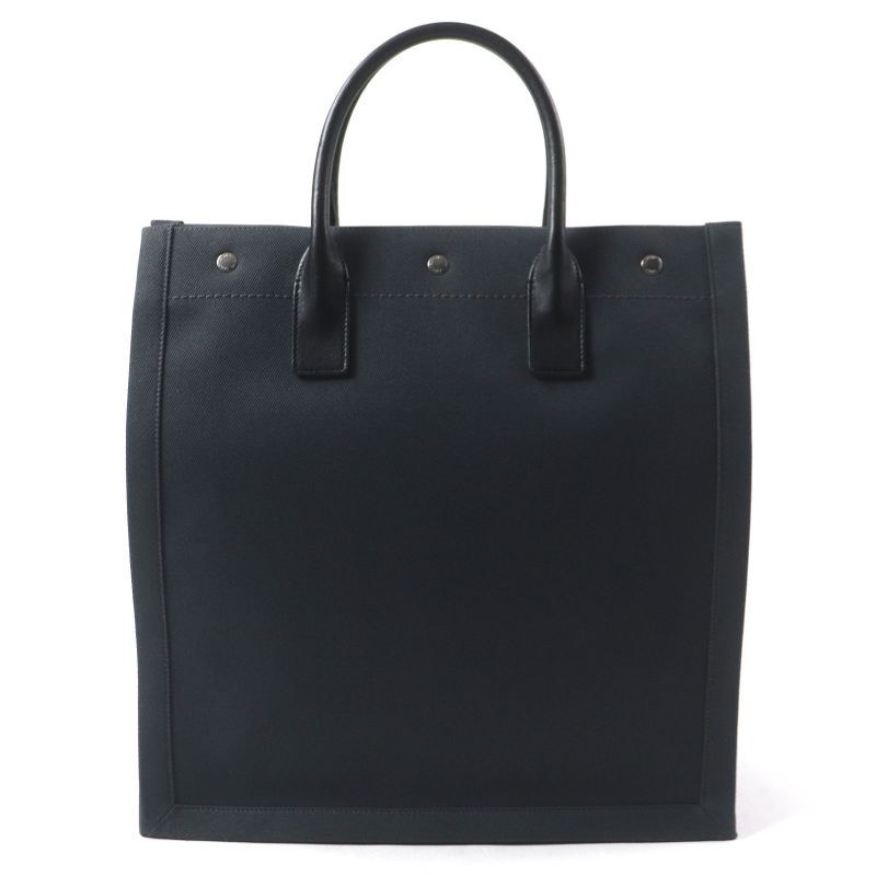 Saint Laurent Paris Rive Gauche N S Canvas Leather Tote Bag Dark Gray — view 3