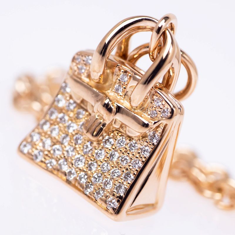 Hermes Bracelet Amulet Birkin SH 750 PG 18K Gold Diamond 0.44 CT 15 cm — view 4