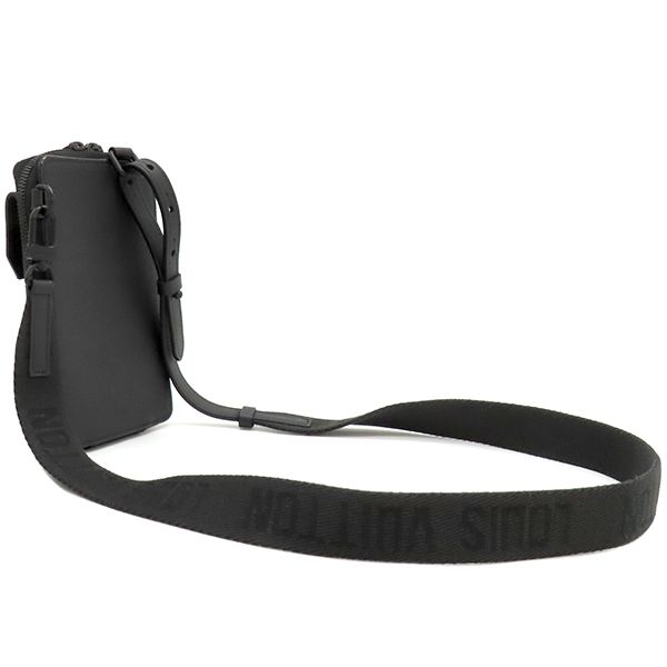 Louis Vuitton Shoulder Bag Aerogram Phone Pouch Grain Leather Black Matte — view 2