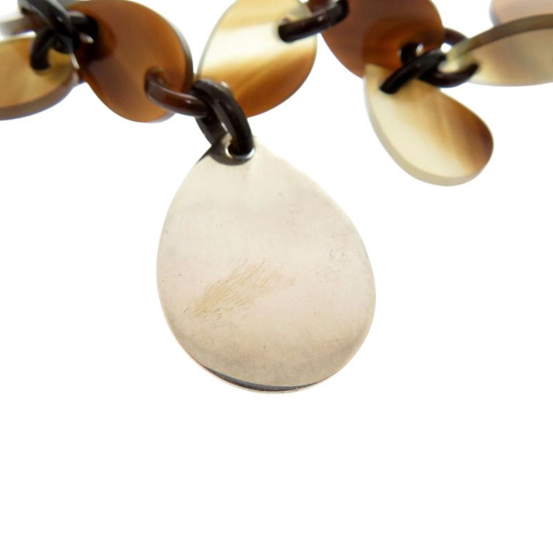 Hermes Large Horn Necklace Teardrop Buffalo Silver 925 Brown 1458 — view 9