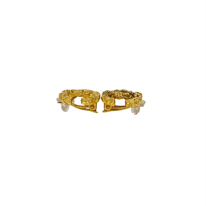 Chanel Vintage Coco Mark Lava Earrings Ear Cuff Accessories 93A — view 4