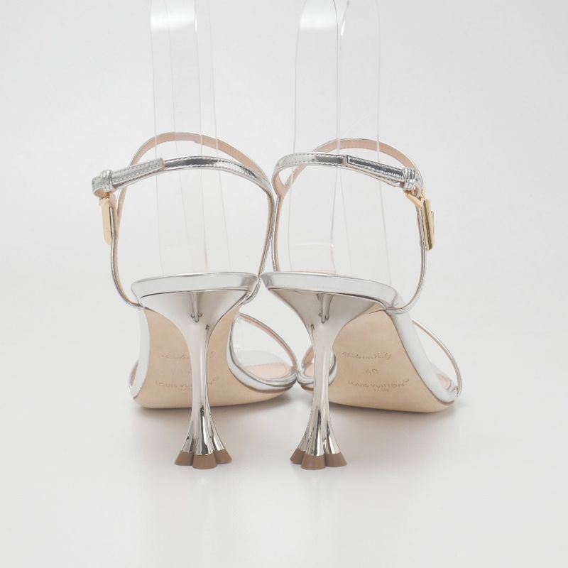 Louis Vuitton Sandals Size 40 Volt Flower Heel Ankle Strap Silver 2023 — view 3