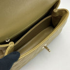 Chanel Quilted Coco Handle XS Handbag Olive Caviar Leather Chain — view 6
