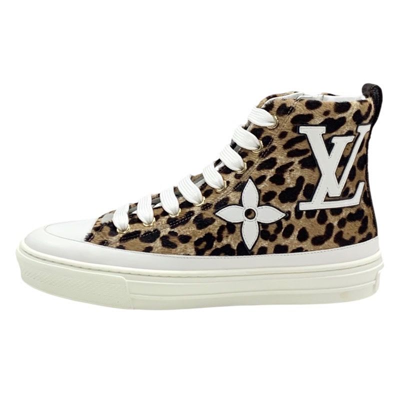 Louis Vuitton Stellar Line Sneakers Shoes Harako Leather Brown White — view 3