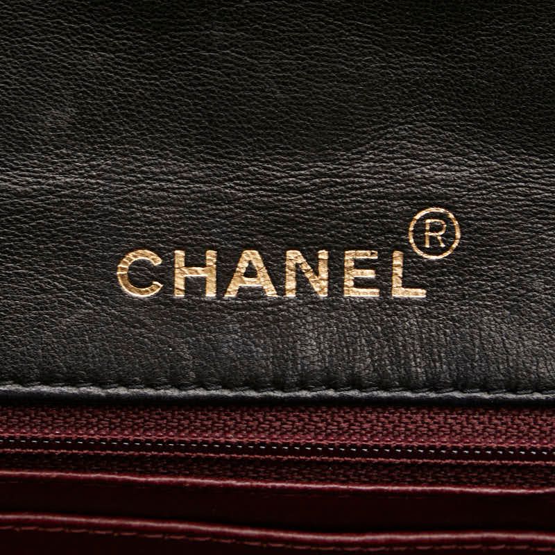 Chanel Quilted Handbag Top Handle Black Lambskin — view 8