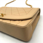 Chanel Diana CC Logo Quilted Lambskin Turnlock Chain Shoulder Bag Beige — view 4