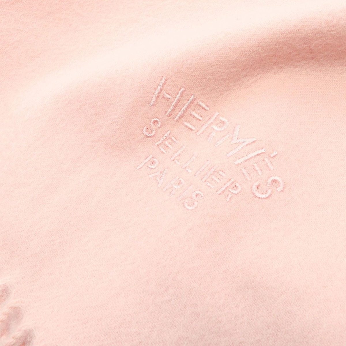 Hermes Shawl Logo Embroidery Large Cashmere Scarf — view 5