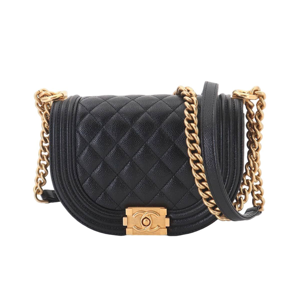 Chanel Boy Small Messenger Bag Chain Shoulder Caviar Leather