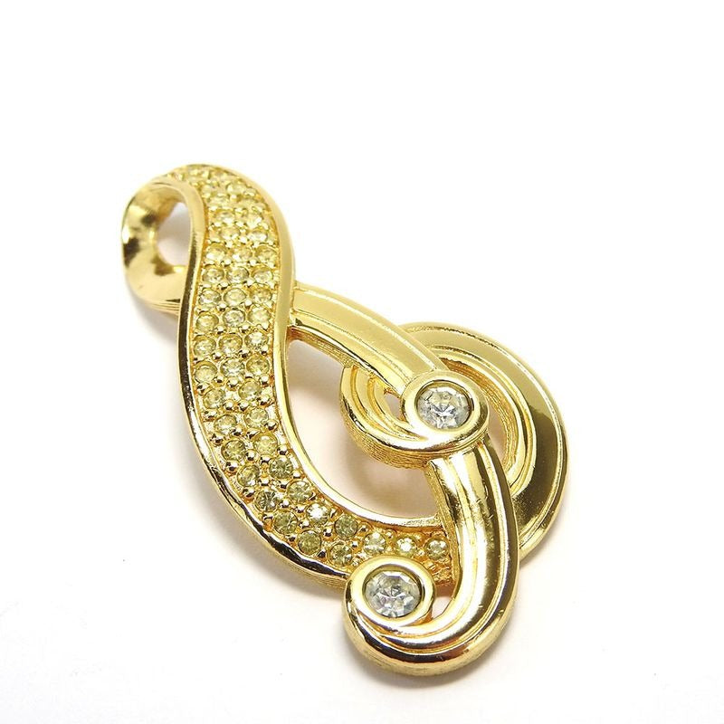 Christian Dior Pendant Top Metal Gold Clear Accessories Music Note Rhinestone — view 2