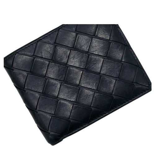 Bottega Veneta Bifold Wallet Intrecciato Leather Black Blue