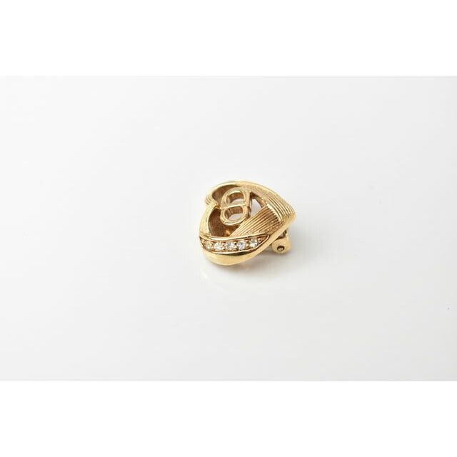 Christian Dior Earrings Vintage Heart Motif Rhinestone — view 4
