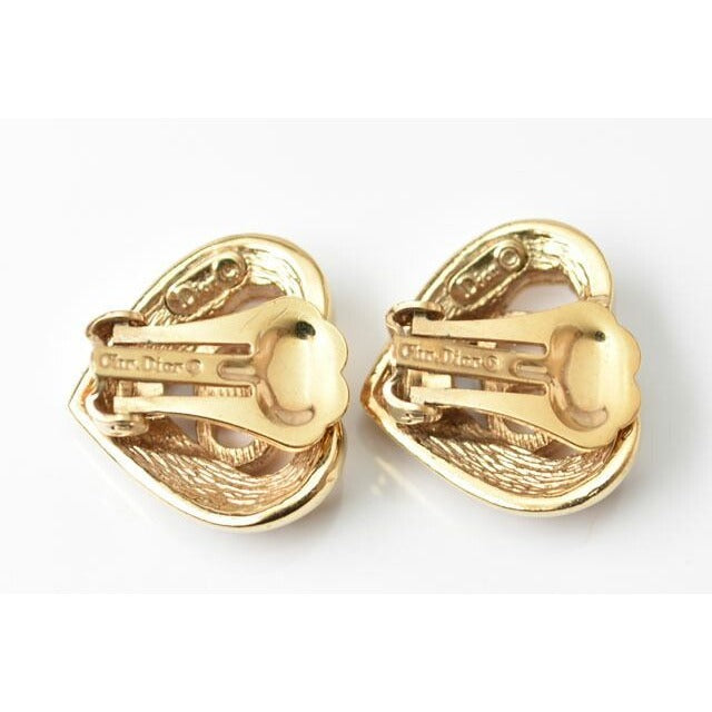 Christian Dior Earrings Vintage Heart Motif Rhinestone — view 6