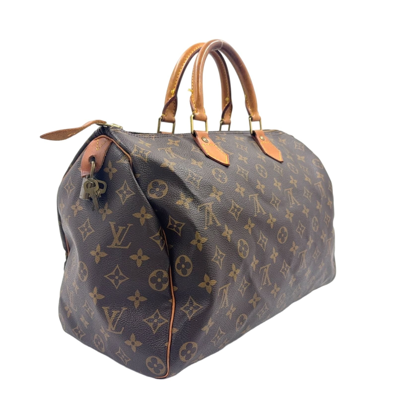 Louis Vuitton Speedy 35 Monogram Leather Brown Light Handbag Gold — view 2