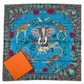 Hermes Carre 90 100% Silk Scarf Marche Du Zambeze On The Zambezi Blue