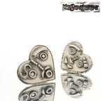 Yves Saint Laurent Pin Brooch 2 Pieces Tuck Steampunk Heart Face Silver — view 2