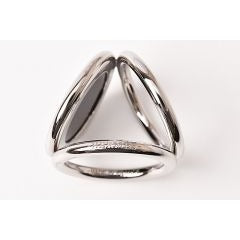 Hermes Scarf Ring Trio Silver Black H Logo Motif — view 4