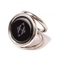 Hermes Scarf Ring Trio Silver Black H Logo Motif