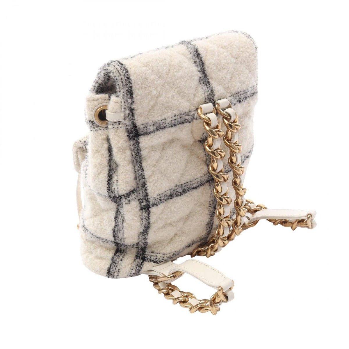 Chanel Backpack CC Logo White Fabric Quilted Double Turnlock — view 2