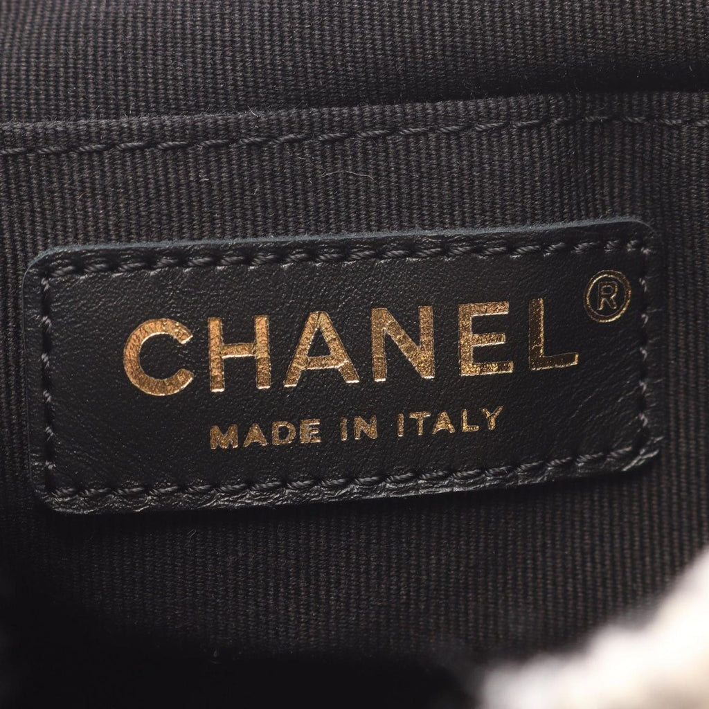 Chanel Backpack CC Logo White Fabric Quilted Double Turnlock — view 4