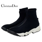 Christian Dior Sneakers Socks Shoes Logo Fabric Black
