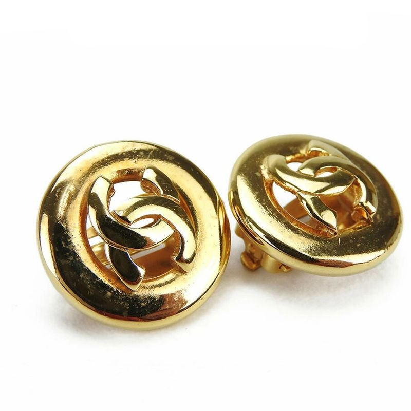 Chanel Earrings Coco Mark Metal Gold Accessory Plated Small Accessories — view 2