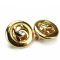 Chanel Earrings Coco Mark Metal Gold Accessory Plated Small Accessories