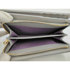 Gucci Bifold Wallet Script Gray Leather Logo L-shaped Zipper Gold — view 3