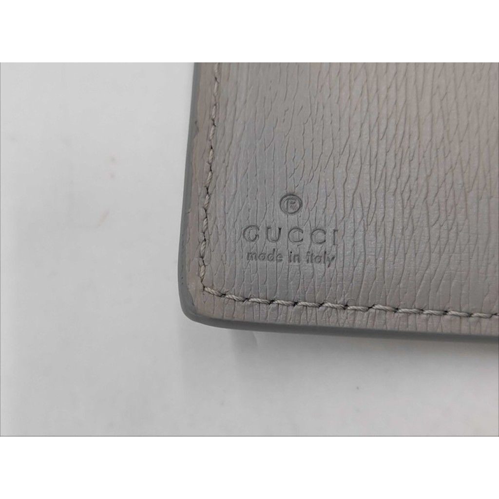 Gucci Bifold Wallet Script Gray Leather Logo L-shaped Zipper Gold — view 5