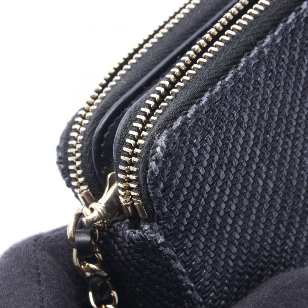 Chanel Shoulder Bag Deauville Black Fabric Leather Chain Wallet — view 8