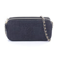 Chanel Shoulder Bag Deauville Black Fabric Leather Chain Wallet