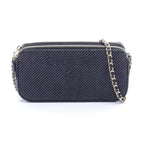 Chanel Shoulder Bag Deauville Black Fabric Leather Chain Wallet