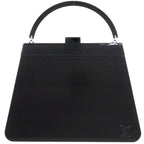 Louis Vuitton Plastic Leather Black Silver Hardware Handbag 0745
