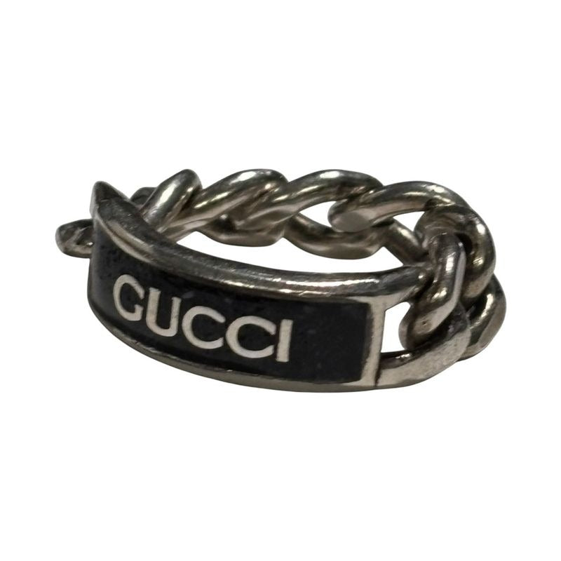 Gucci 925 Logo Plated Golmet Chain Ring