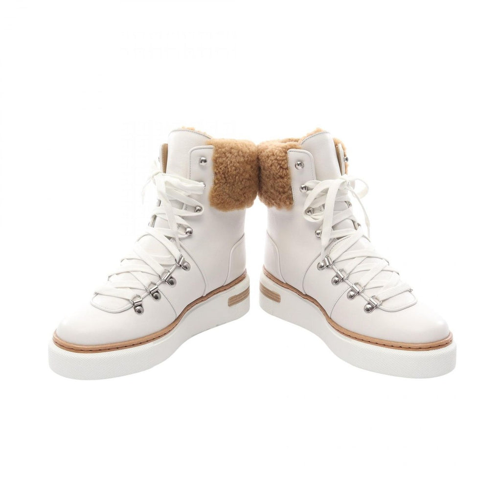 Hermes Boots Flocon Leather Mouton White Brown — view 3