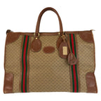 Gucci Vintage Micro GG Sherry Line Brown Boston Bag