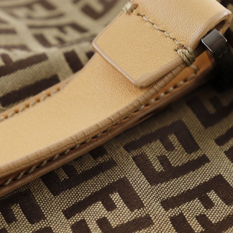 Fendi Zucchino 7 Vs014 Nylon Canvas and Leather Brown Boston Bag — view 7