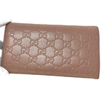Gucci Bifold Long Wallet Pink Beige Striped Leather — view 3