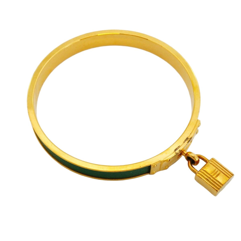 Hermes Bangle Kelly Gold Plated Green Bracelet — view 2