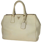 Prada Logo Tote Leather Ivory