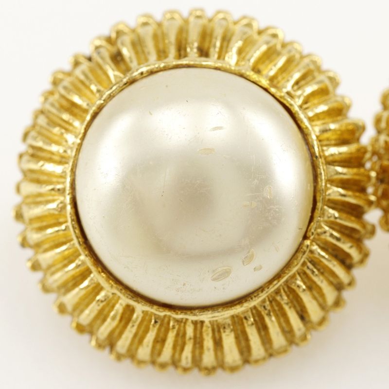 Chanel Vintage Gold Plated and Faux Pearl 29.8 g Earrings — view 7