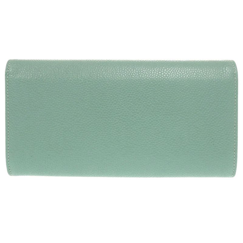 Chanel Coco Mark Caviar Leather Silver Hardware Mint Green Long Wallet 0330 — view 2