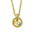 Christian Dior GP CD Logo Twist Circle Necklace Gold