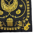Hermes Carre 90 les Cavaliers D'Or Golden Knight Scarf Silk Gold Black — view 5