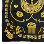 Hermes Carre 90 les Cavaliers D'Or Golden Knight Scarf Silk Gold Black — view 6