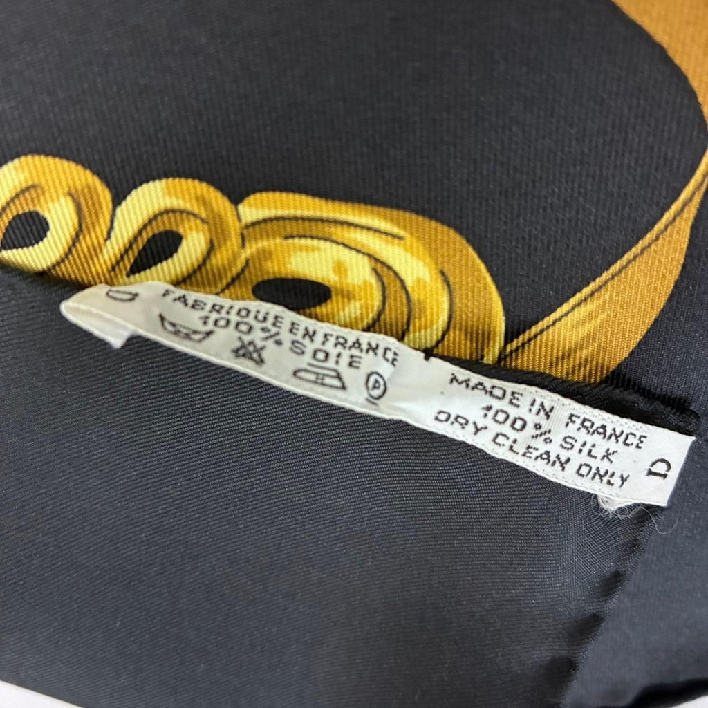 Hermes Carre 90 les Cavaliers D'Or Golden Knight Scarf Silk Gold Black — view 9