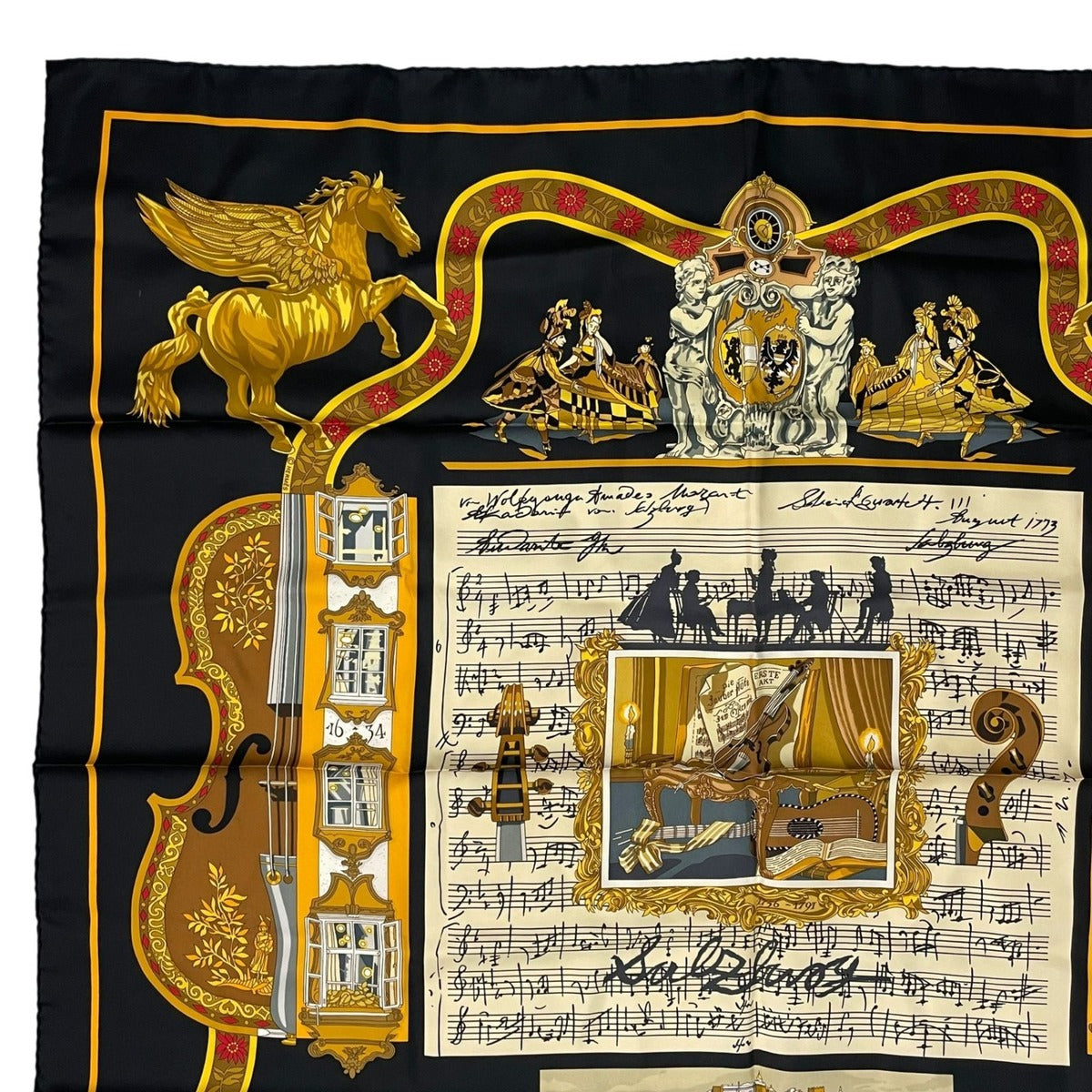 Hermes Scarf Silk Carre 90 in Salzburg Black — view 2